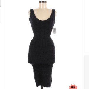 Windsor I NWT Black Scoop Neck Fuzzy Dress Medium